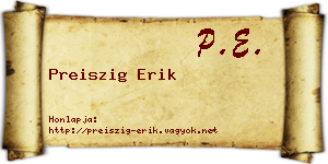 Preiszig Erik névjegykártya